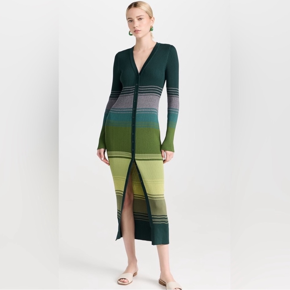STAUD Stripe Rib Knit Dress